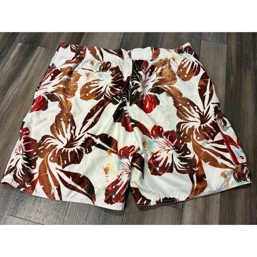 Breakwater Y2K Hawaiian Floral Swim Trunks Board Shorts Tropical Surf XL - Picture 7 of 8